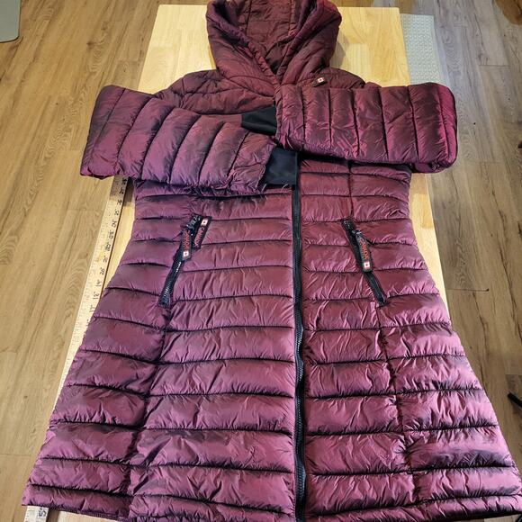 Canada Weather Gear Long Midi Puffer Hooded Jacket Pockets 21"p2p - Picture 2 of 12